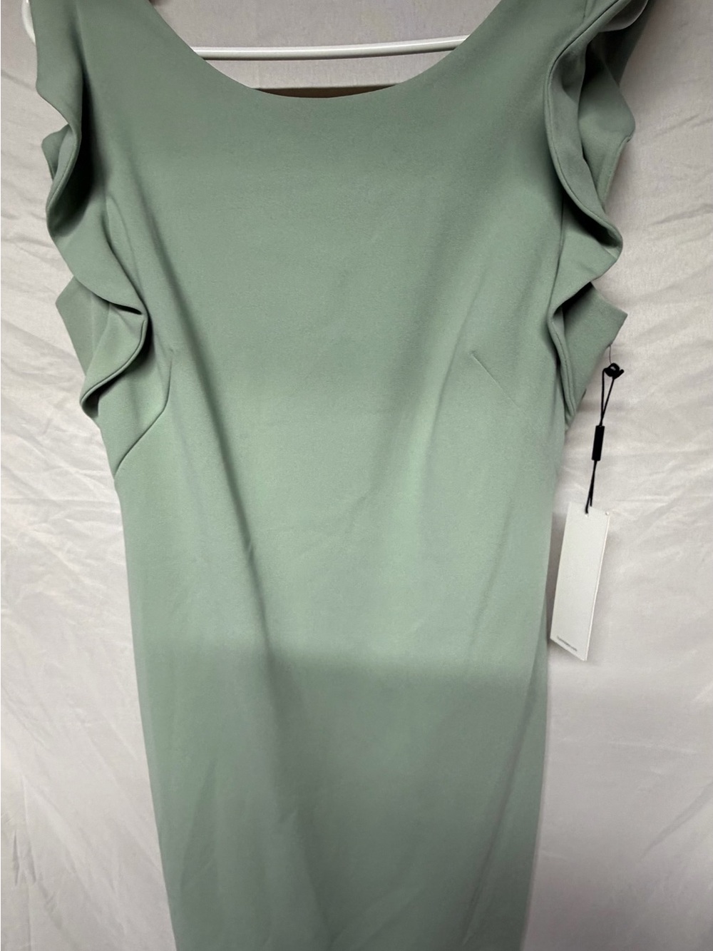 Calvin Klein Women’s Size 12 Sage Green Ruffle Sleeve Sheath Dress NWT